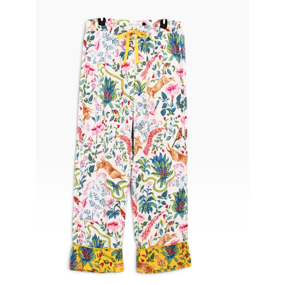Anthropologie Kelly Louise Judd Forest Fable Pajama Pants Size M Rabbits Floral